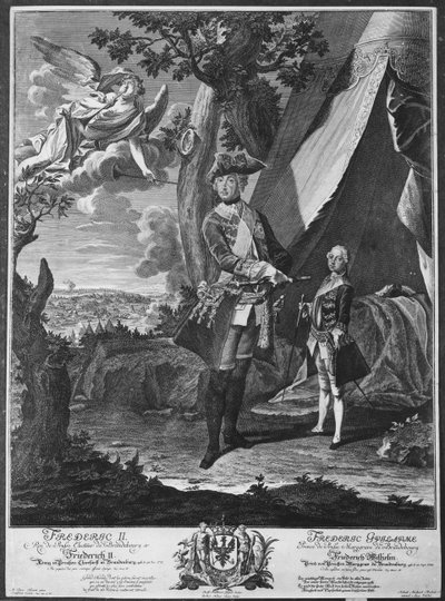 フレデリック2世（1712-86）と甥のフレデリックウィリアム2世（1744-97）、ヨハンプロブスト（1673-1750）によって彫刻 作： Antoine Pesne