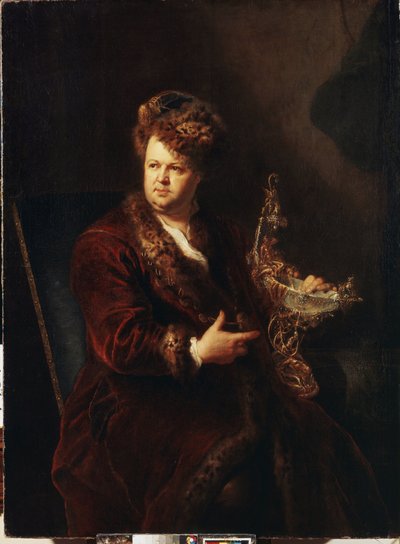 宝石商 Johann Melchior Dinglinger (1664-1731) の肖像。 Antoine Pesne (1683-1757) による絵画、1721 年頃。ドイツ美術、バロック様式。 エルミタージュ美術館サンクトペテルブルク。 作： Antoine Pesne