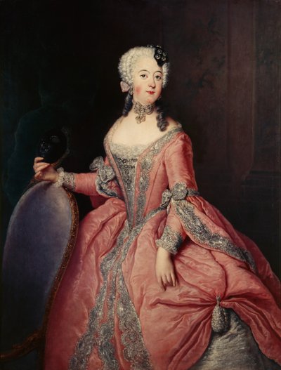 マスクを手にしたルイーズウルリケプリンセスオブプラシャ（1720-1782）の肖像 作： Antoine Pesne