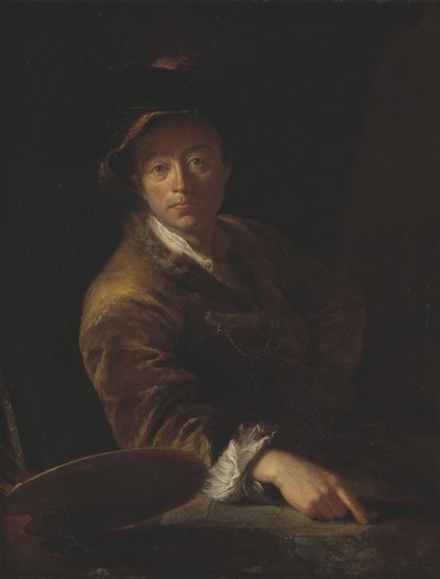 画家の肖像 (おそらく C. L. Agricola, 1667-1719) 作： Antoine Pesne