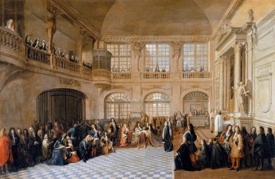 聖ラザール騎士団のグランドマスターであるダンゴー侯爵の宣誓を受け取ったルイ14世 作： Antoine Pezey