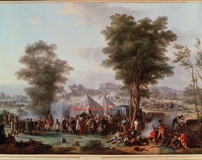 皇帝ナポレオン1世のビバーク、オーストリアのエバースベルグ城付近 1809年4月5日（絵画 作： Antoine Pierre Mongin