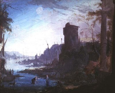 キリストがサン・ピエトロに水の上を歩けと命じているシーポート 作： Antoine Pierre the Younger Patel