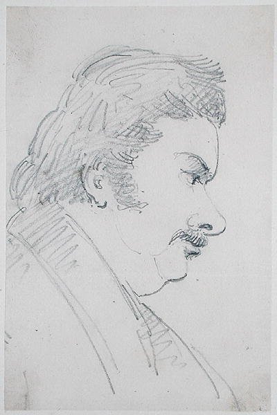 オノレ・ド・バルザック（1799-1850）の肖像（紙に鉛筆 作： Antoine Vestier