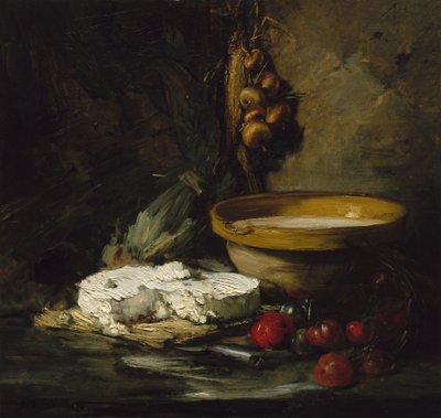 チーズのある静物、おそらく1870年代後半。 作： Antoine Vollon