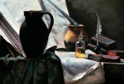 頭蓋骨のある静物、詳細、19世紀。 作： Antoine Vollon