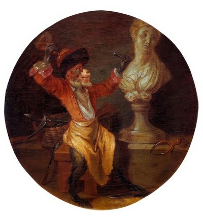 彫刻家としての猿 作： Jean Antoine Watteau