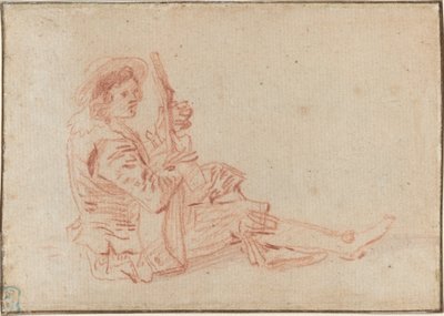 着席ギタリスト [recto] 作： Antoine Watteau
