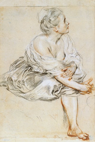 着席した若い女性 作： Antoine Watteau