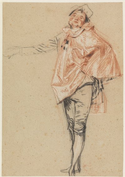 腕を伸ばしたスタンディングダンサーの研究 作： Antoine Watteau