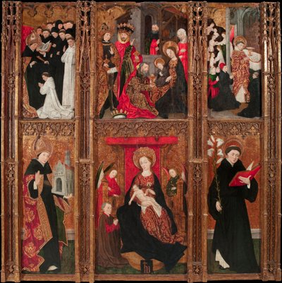 Retable de la vierge, saint Augustin et saint Nicolas de Tolentino - 聖母の祭壇画、聖アウグスティヌスとトレンティーノの聖ニコラス - アントワーヌ・ド・ロニー (1446-1490) テンペラと木に油彩 1462 Museu Nacional d