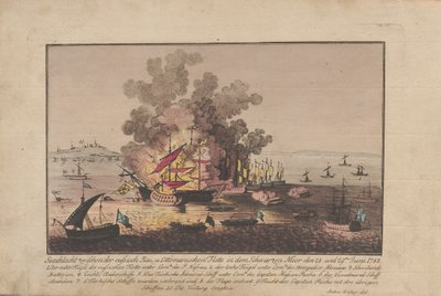 1788年6月28日、29日に黒海で行われたロシアとオスマン帝国の艦隊による海戦。 作： Anton Balzer