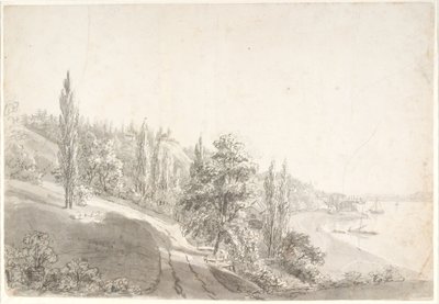 エルベ川沿いの街のある風景 作： Anton Carl Dusch