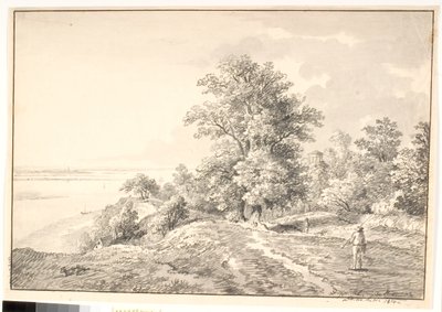エルベ川沿いの小さな寺院のある公園。 ブクステスキン 作： Anton Carl Dusch