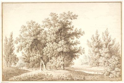 小川と小さな小屋がある公園 作： Anton Carl Dusch