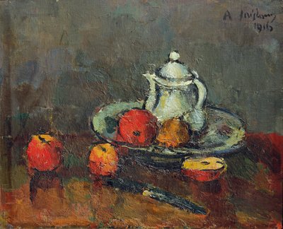 リンゴのある静物 作： Anton Faistauer