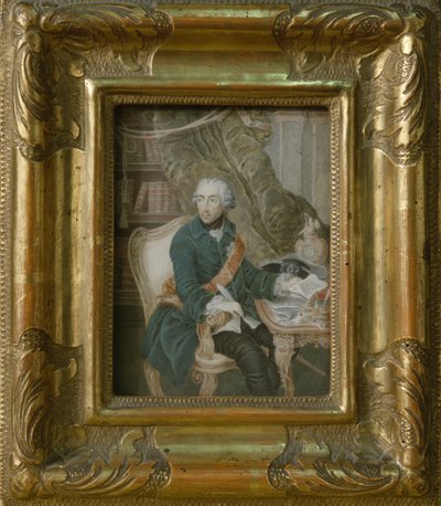 プロイセンのフレデリック2世、ホーエンツォレルンジャケットのジャケット、1769年（象牙に水彩） 作： Anton Friedrich Konig