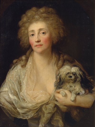 犬と一緒のアンナオラチェフスカの肖像1789 作： Anton Graff