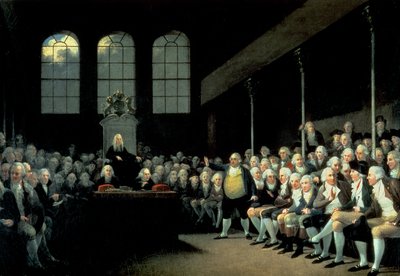 チャールズジェームズフォックス（1749〜1806年）、ピット省における下院の演説 作： Anton Hickel