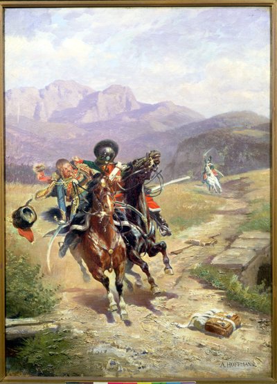1859年6月24日、ソルフェリーノの戦いでの騎兵隊の遭遇 作： Anton Hoffmann