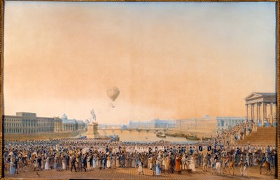 1814年5月3日、フランス王ルイ18世（1755年～1824年）のパリでの入場シーン。アントワーヌ・イグニス・メリング（1763-1831）による絵画 作： Anton Ignaz Melling