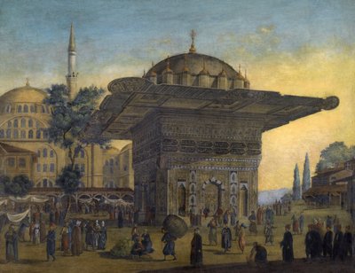 "View of Tophane Fountain (Top Hane), Istanbul, Turkey" 絵画：Antoine Ignace Melling (1763-1831) 1819年 個人蔵 作： Anton Ignaz Melling
