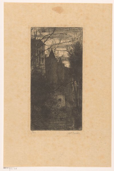 夕暮れ時のポー城 作： Anton L. Koster (signed by artist)