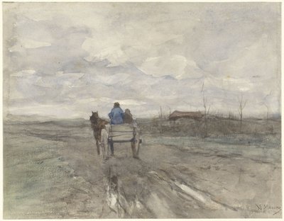 田舎道の農場カート 作： Anton Mauve