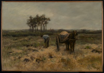 砂を掘る、または砂のカート、c.1875 作： Anton Mauve