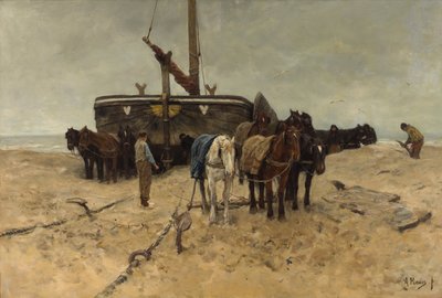 浜辺の漁船 作： アントン・モーブ