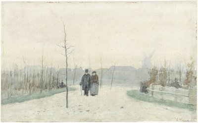 新しく手入れされた公園の老夫婦 作： Anton Mauve