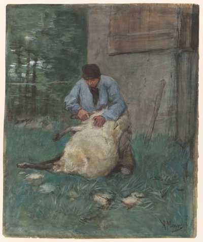 羊の毛刈り 作： Anton Mauve