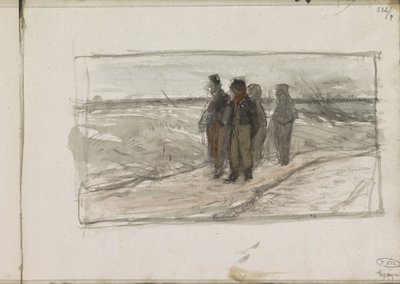 道を行く 4 人の男 作： Anton Mauve