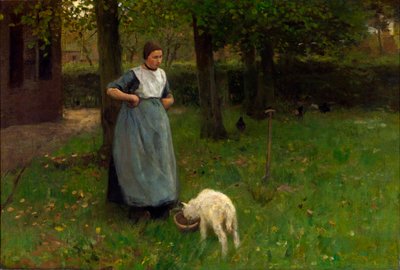 子羊を持つラーレンの女性 作： Anton Mauve