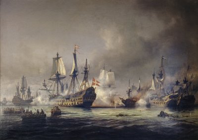 Køge Bugt 1677 での海戦のエピソード 作： Anton Melbye