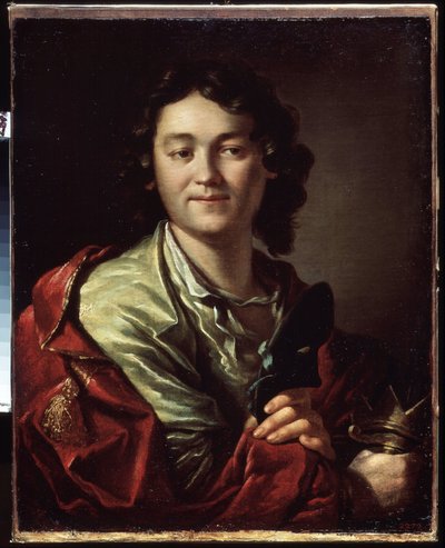 コメディアンのフョードル (フョードル) ヴォルコフ (1729 ～ 1763 年頃) の肖像、最初のロシア劇場の創設者 (F. ヴォルコフの肖像、最初のロシア劇場の創設者)。 アントン・パブロヴィッチ・ロセンコ（1737-1773）の絵画、キャンバスに油彩 作： Anton Pavlovich Losenko