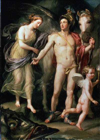 アンドロメデとペルセがペガスのマウントを持つ 作： Anton Raphael Mengs