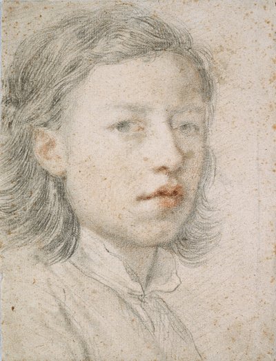 自画像 - Anton Raphael Mengs (1728-1779) の作品、紙に血とチョーク (26.1 x 20.2 cm) 作： Anton Raphael Mengs