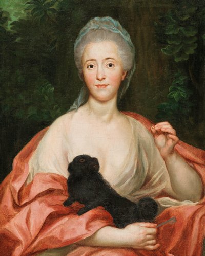 マリアナ・デ・シルバ・バザン・イ・サルミエント公爵夫人の肖像、1739～1784年、犬と一緒、1760年頃。 作： Anton Raphael Mengs