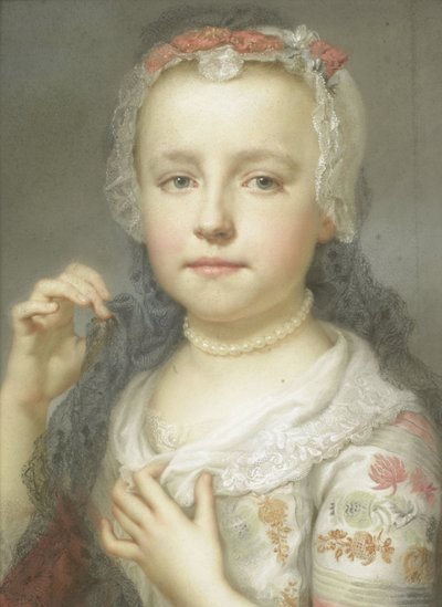 若い女の子の肖像画、おそらくジュリー・カルロッタ・メングス、芸術家の姉妹、1742-44 作： Anton Raphael Mengs