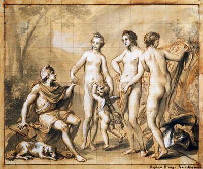 アントン・ラファエル・メングスの「パリの審判」。 作： Anton Raphael Mengs