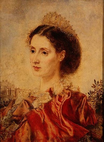 仮装したヘンリー・フランシス・メイキンズ夫人の肖像（パネル） 作： Anton Romako