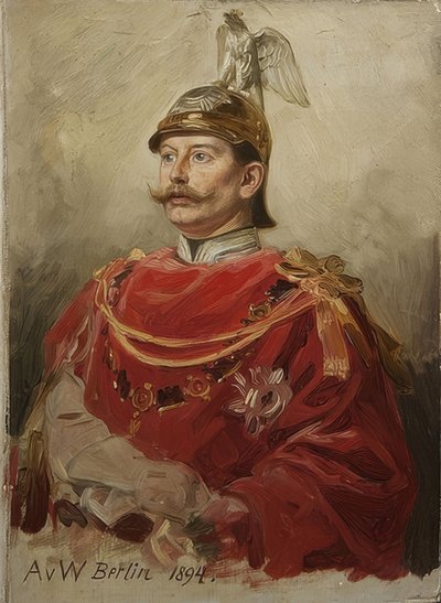 ヴィルヘルム2世（1859〜1941年）、ドイツ皇帝、プロイセン王の肖像。 1894 作： Anton Alexander von Werner