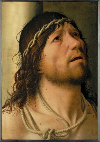 枕元のキリスト（木に油彩） 作： Antonello da Messina