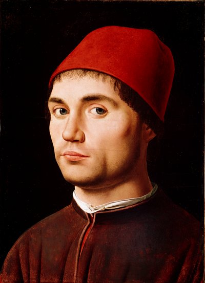 アントネッロ・ディ・アントニオ・ディット・アントネッロ・ダ・メッシーナ（1430-1479）の「男の肖像」または「自画像」 1473 cm.35,5x25,5 ロンドン、ナショナル・ギャラリー 作： Antonello da Messina