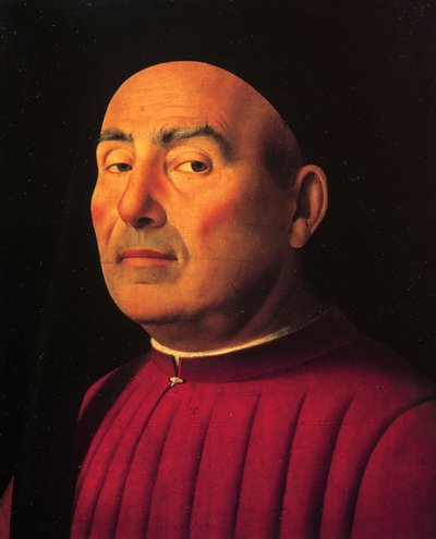 ある男の肖像」または「トリヴルツィオ」（木に油彩 作： Antonello da Messina