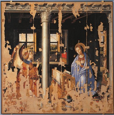 受胎告知、断片 作： Antonello da Messina