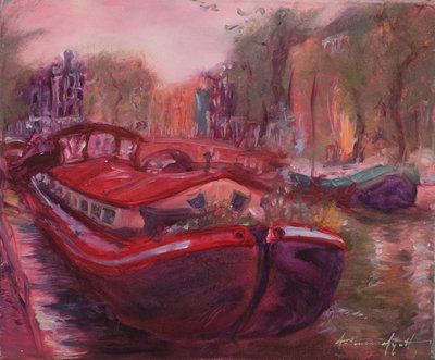 Amsterdam Barge, c.2006 (キャンバスに油彩) 作： Antonia Myatt