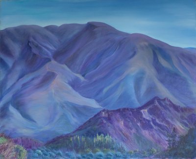 青い山、アンダルシア、2001年（キャンバスに油彩） 作： Antonia Myatt