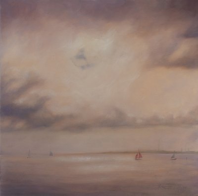 ボートの家族 2014年（キャンバスに油彩） 作： Antonia Myatt